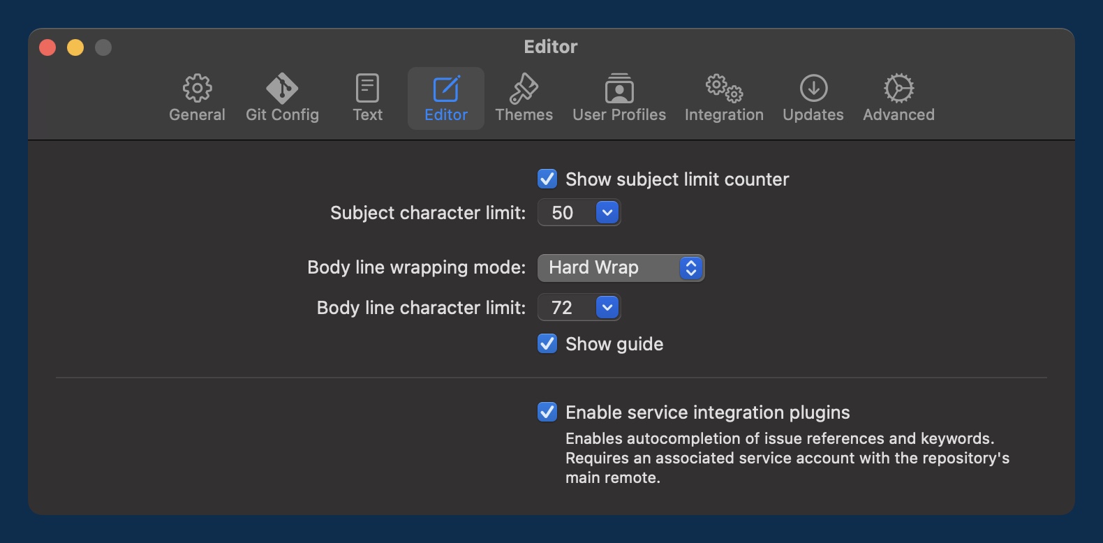 Tower — Editor Settings