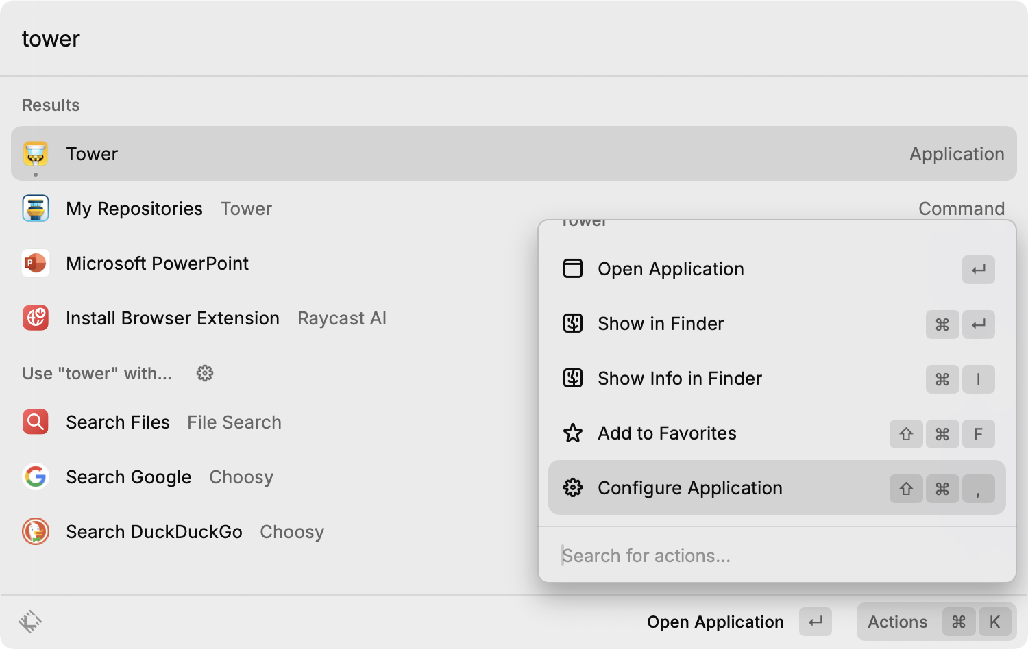 Raycast – Configure Application