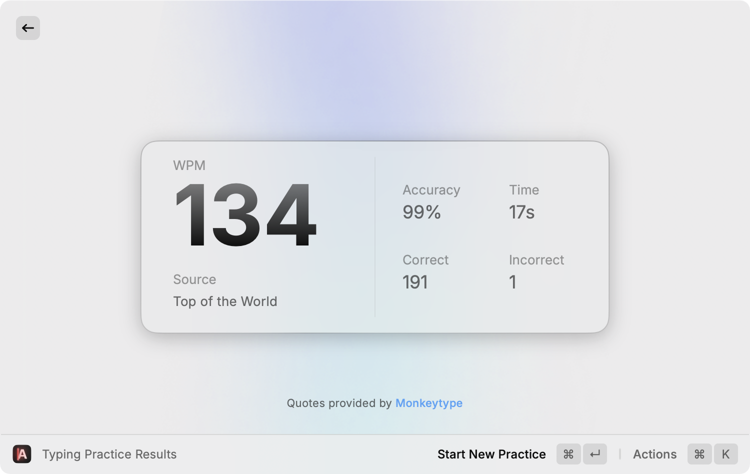 Raycast – Typing Practice