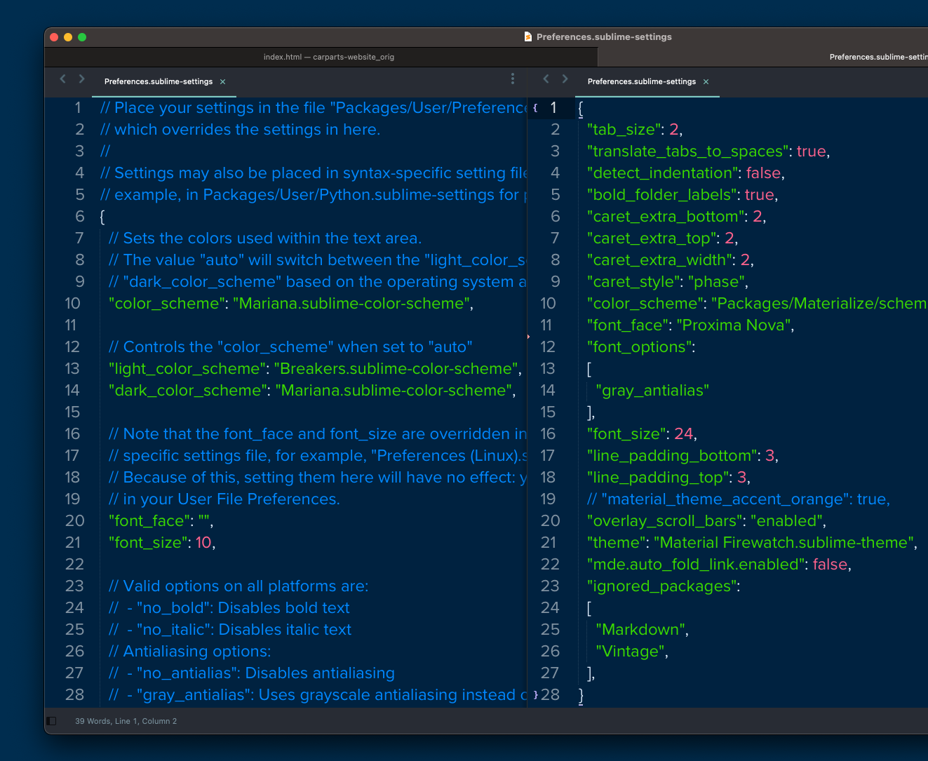 Sublime Text Settings