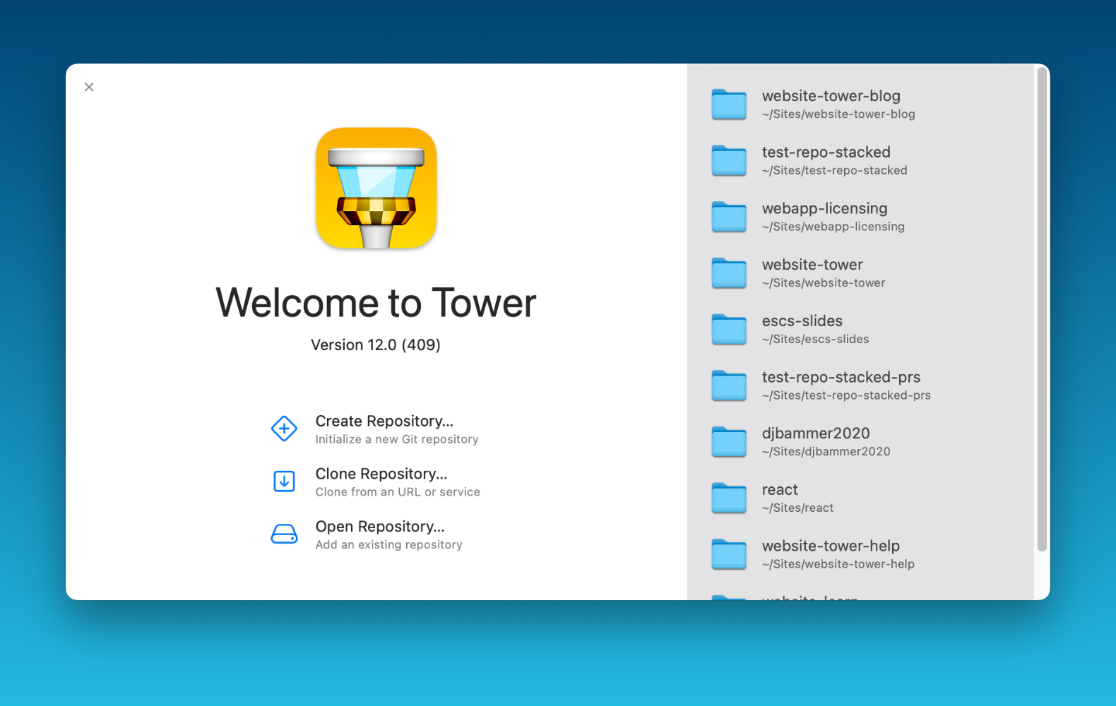 Tower 12 – New Welcome Screen
