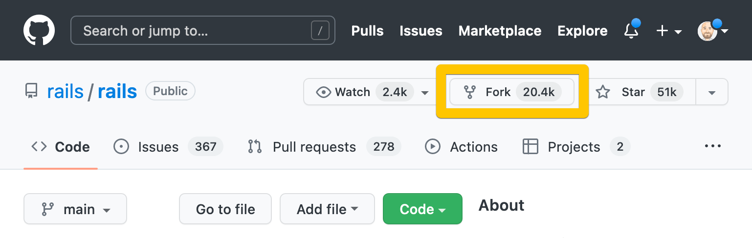 GitHub "Fork" Button