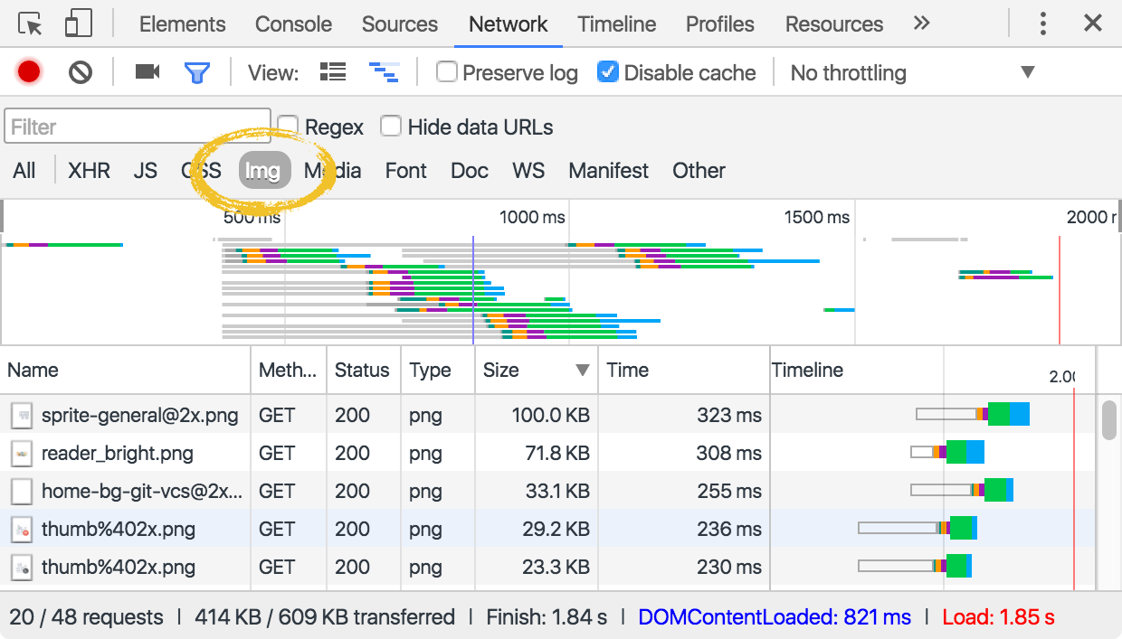 Chrome Developer Tools help you find images on your pages